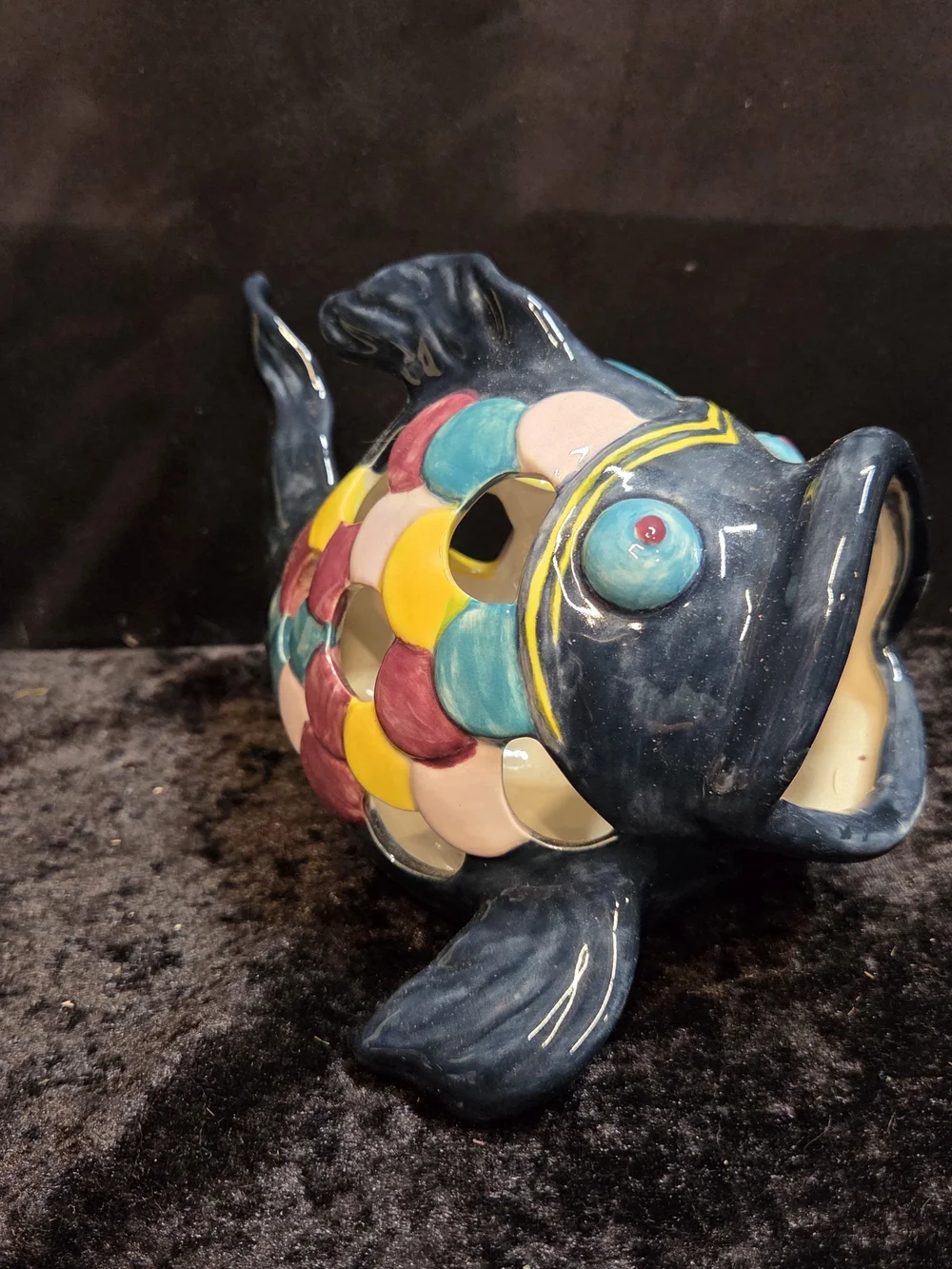 Colorful Wide Mouth Koi Fish Candle Holder Candy or Trinket Dish